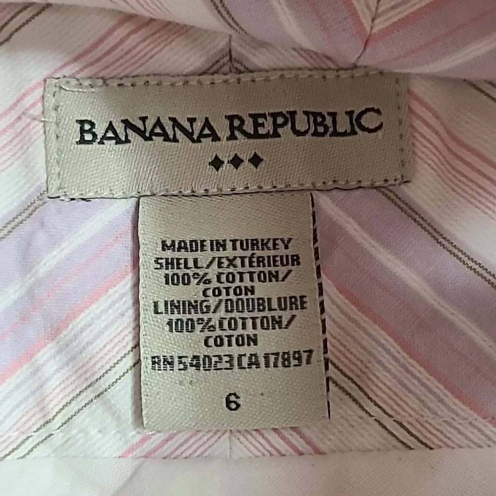 Banana Republic Chevron A-Line Skirt Size 6 White Purple Striped Knee Length
